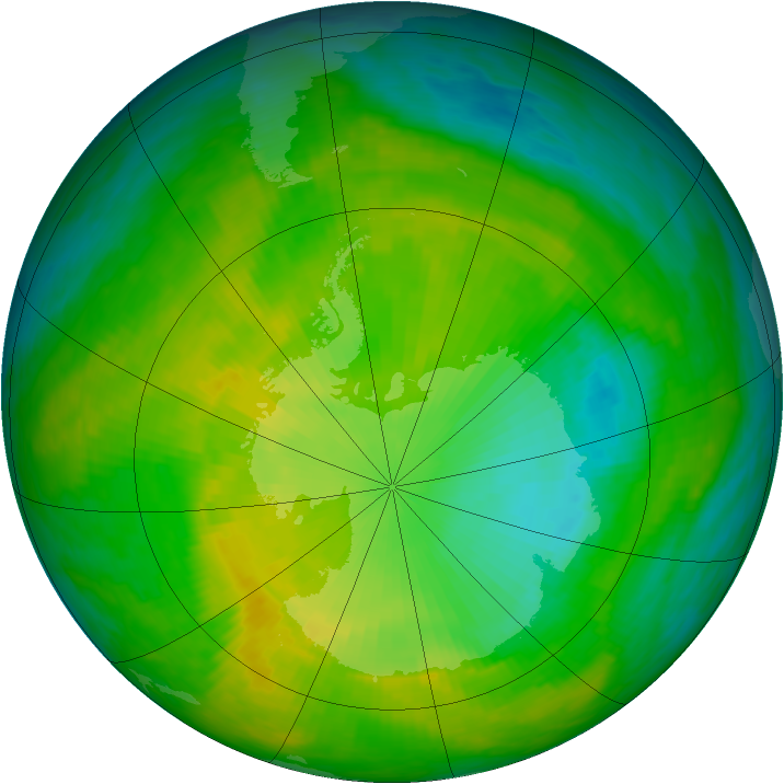 Antarctic ozone map for 28 November 1986